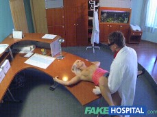 PERFECT SEXY BLONDE GETS PROBED AND SQUIRTS DOCTORS RECEPTION gif