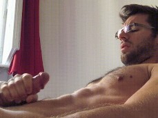 regular guy with glasses cums on  0053 5 gif