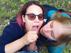 Two girls share cum gif