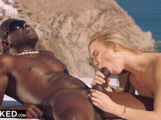 She sucks his big dick by the pool gif