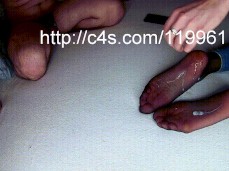 licking condom cum from feet gif