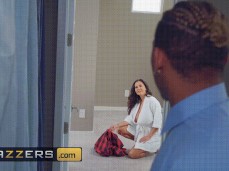 Ava Addams squatting in bathrobe gif