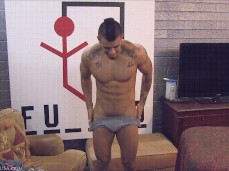 Izzy strips off his underwear gif