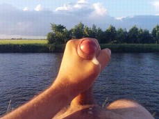 Public Jerking CUM Under the bridge, RISKY! gif