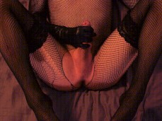 Cumshot in fishnet body stocking gif