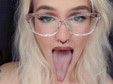 Blonde Glasses Cutie BEGGING FOR CUM gif