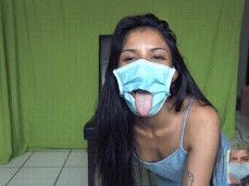 Viva Athena tongue play with hole on mask gif