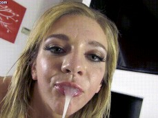 Gorgeous  Oils up Big Cock & Slurps up a Big Load gif