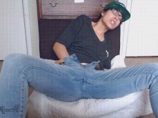 Tomboy masturbating with jeans on gif