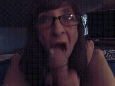 BLOWJOB Granny Cum Mouth handjob Swallow mature cumshot GLASSES blowjob POV gif