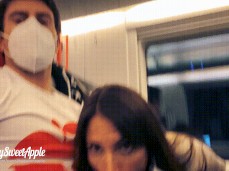 MySweetApple Public BJ in Mask gif