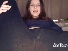 Horny  Masturbates in See-through Leggings gif