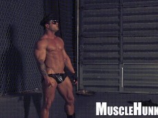 Hot German bodybuilder Kurt Beckmann walking, flexing, bulging 0328 10 gif