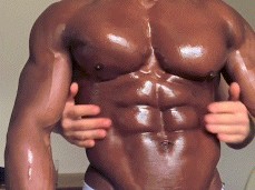 Bodybuilder's huge pecs shown some love gif