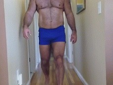 Bespectacled, bearded, beefy Boatinrob walking with bulge 0021 gif