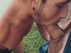 Sucking big thick uncut cock outdoor, pov blowjob 0038-1 1 gif