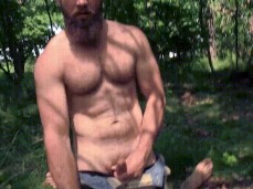 Horny, beefy, hung Czech Hunter (Big Str) getting jerked by bearded guy gif