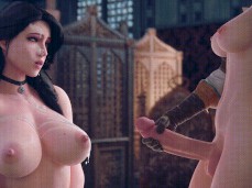 Yennefer Receives Cumshot From Ciri's Big Futa Cock gif