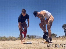 FTM guys get their kit off outdoors gif