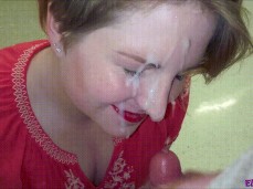 Cum on pale face gif