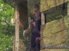 Beefy Hans Berlin jerks off watching Nico Monak jerk off in the woods 0204 gif