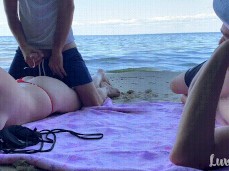 beach stranger pullout cumshot gif