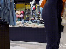 Fit   sporty yoga pants walking around mall gif