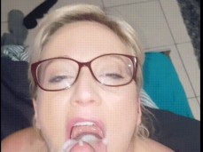 Big Cumshot on tongue gif