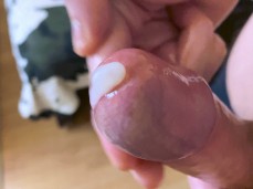 Shiny lubed cock big cumshot close-up gif