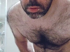 Big  bear is watching you, jerking his big fat uncut cock 0157-1 gif