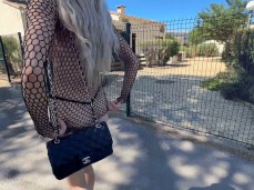 Allie Dawson / Walking the public street in my slutty fishnet dress gif