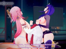 Yae Miko x Raiden Ei Porn Smashed in Genshin Impact gif