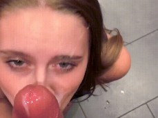 Bathroom POV Blowjob gif