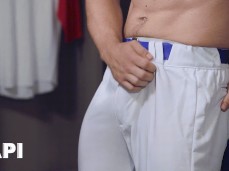 horny baseball coach rubs his bulge watching athlete exercise 0049 8 gif