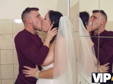 Topless bride Sofia Lee making out in bathroom gif