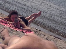 Candid feet on the beach while taking picture of a boner gif