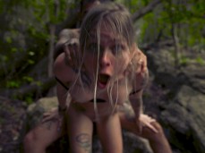 find a blonde gooning in the woods? you help her out (like it or not) gif