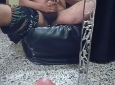 Cumshot in front of the mirror gif