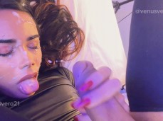 Girl dick gives herself a hot facial gif