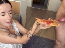 cum on pizza gif