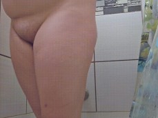 belly Chubby milf in the shower gif