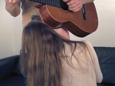 Stepsister ruins guitar lesson with distracting blowjob | Lily Corinth gif